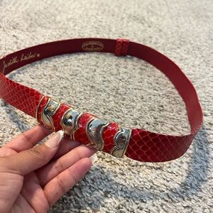 Red Vintage snake skin Judith leiber belt
